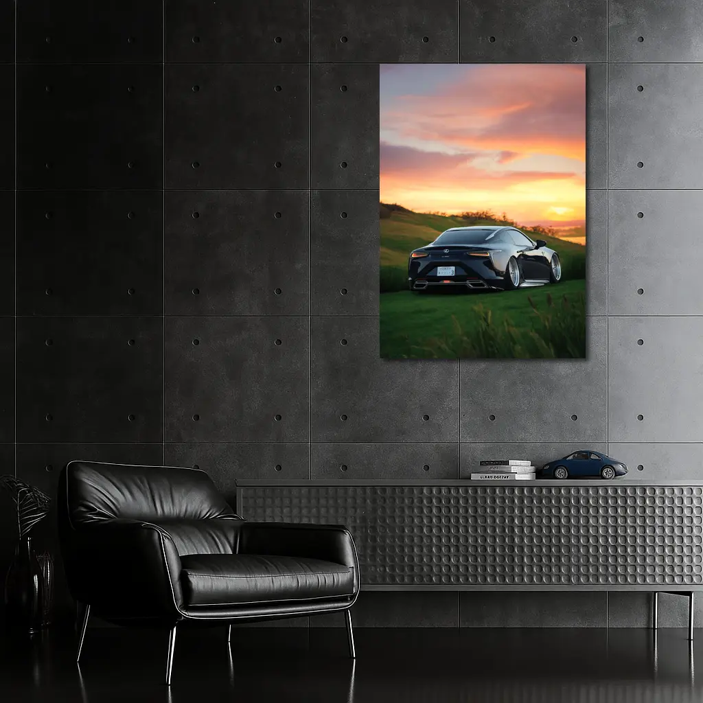 Lexus LC Black Coupe Sunset Green Hills – Wall Art