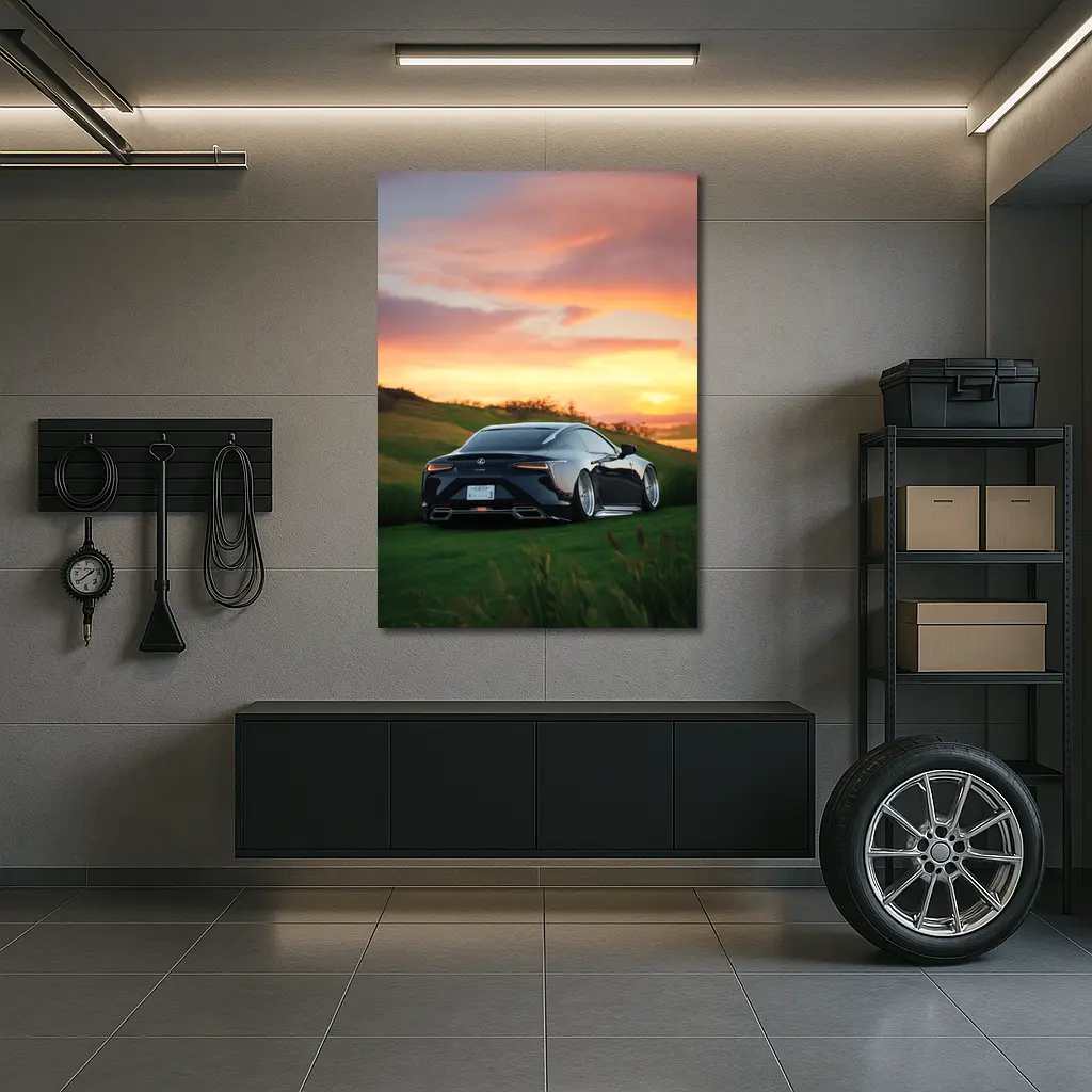 Lexus LC Black Coupe Sunset Green Hills – Wall Art