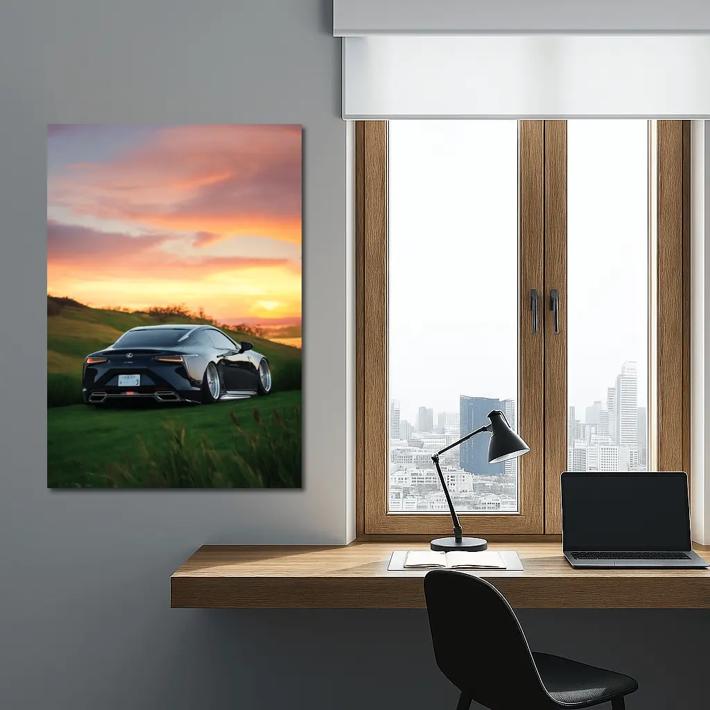 Lexus LC Black Coupe Sunset Green Hills – Wall Art