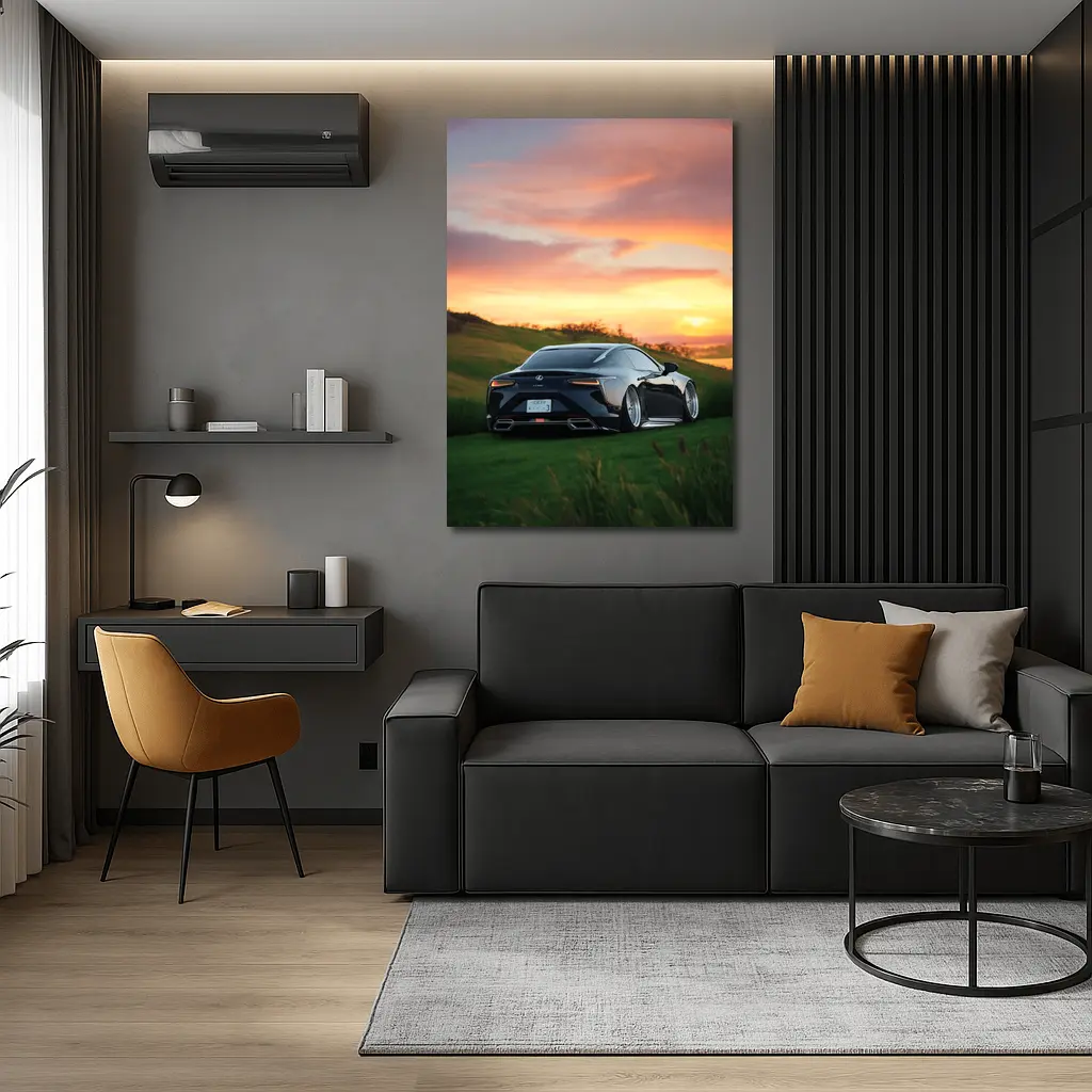 Lexus LC Black Coupe Sunset Green Hills – Wall Art