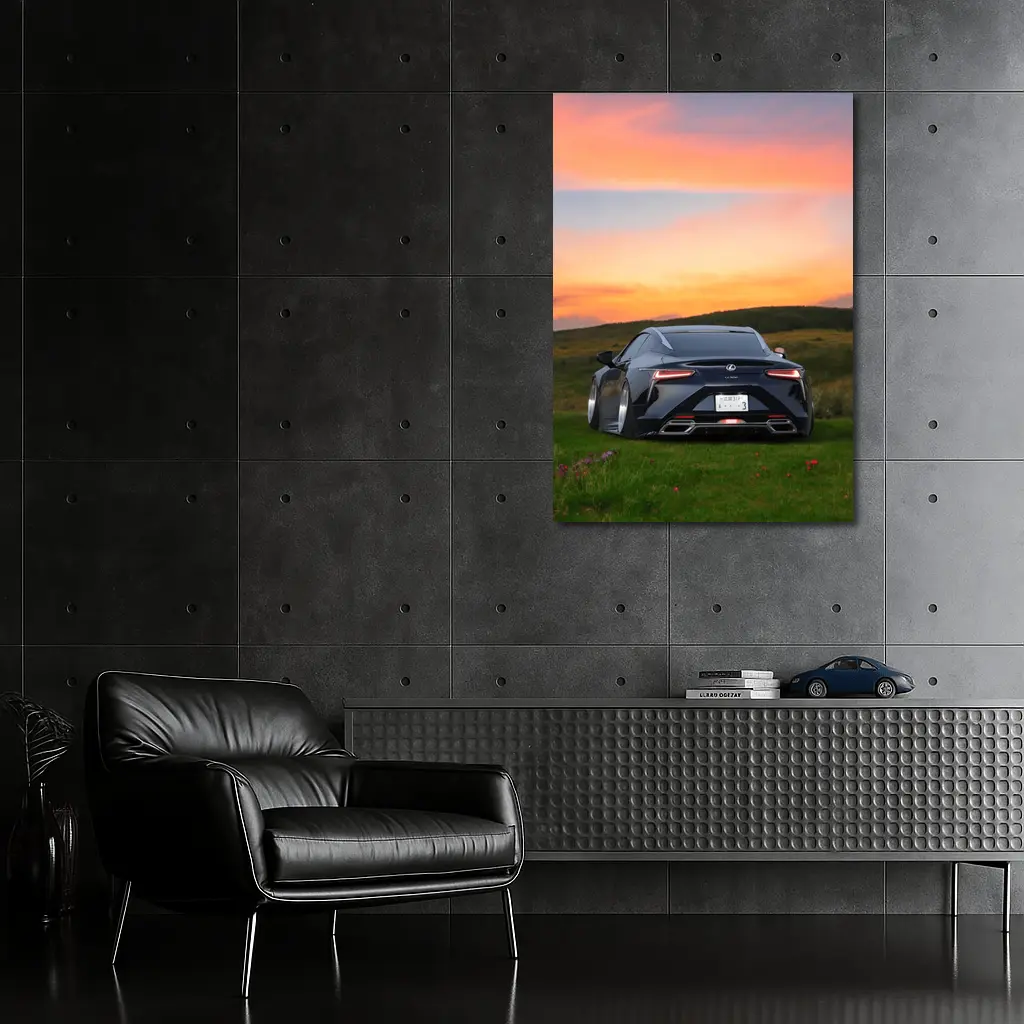 Lexus LC500 Black Coupe Sunset Field – Wall Art