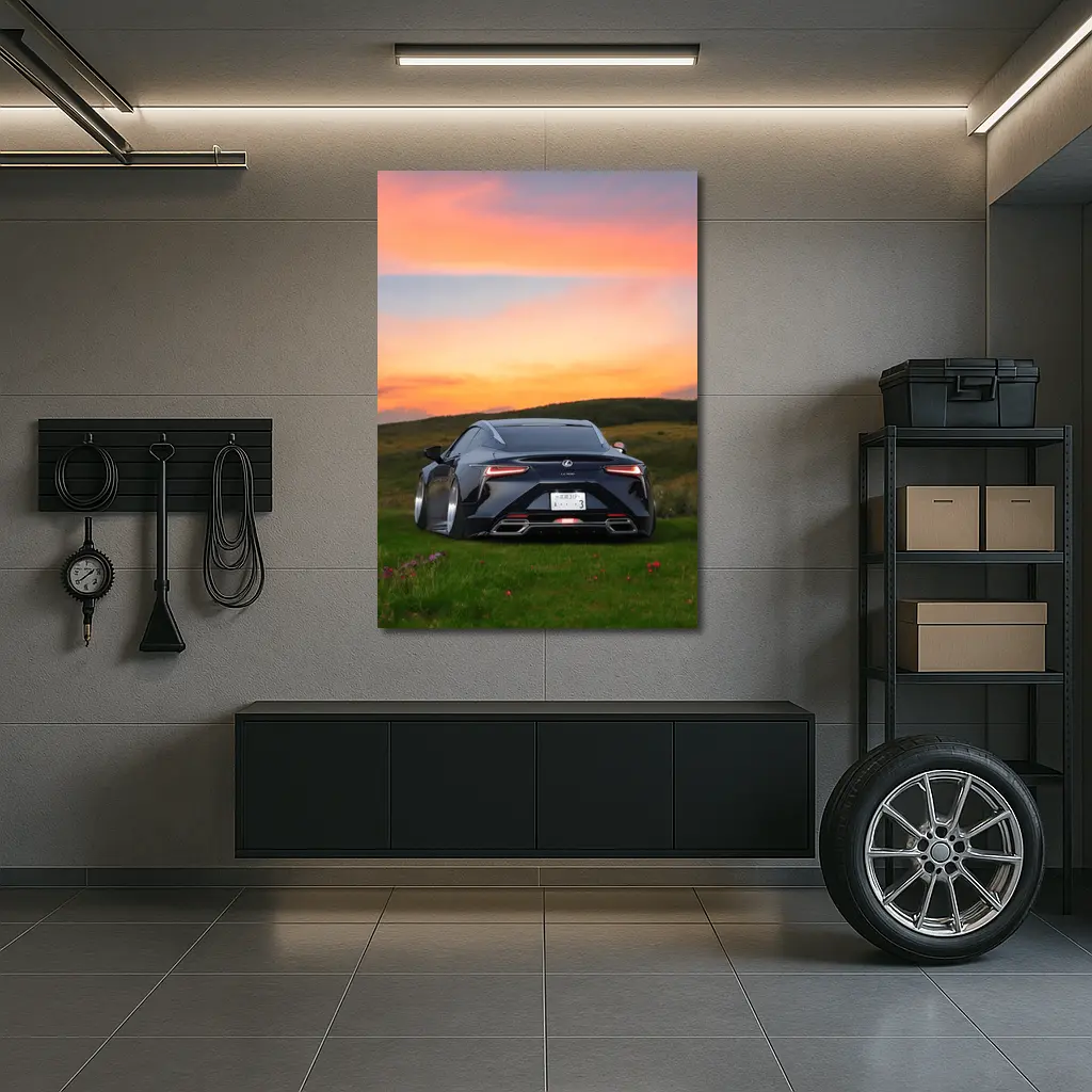 Lexus LC500 Black Coupe Sunset Field – Wall Art