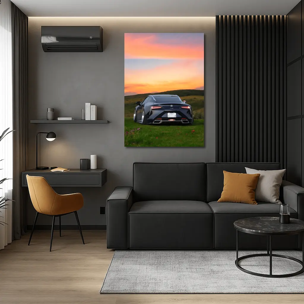 Lexus LC500 Black Coupe Sunset Field – Wall Art