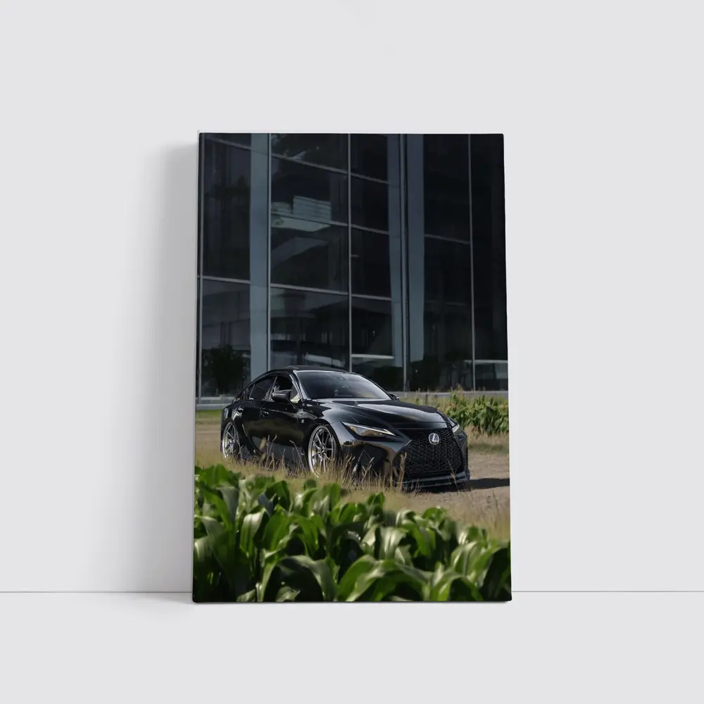 Black Lexus IS Parked Near Glass Building – Wall Art