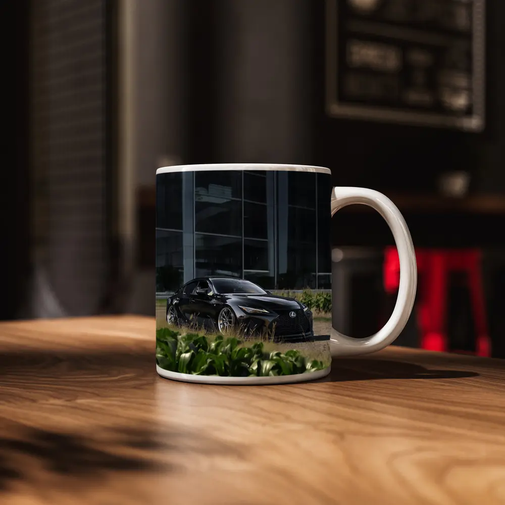 Black Lexus IS Parked Near Glass Building – Mugs