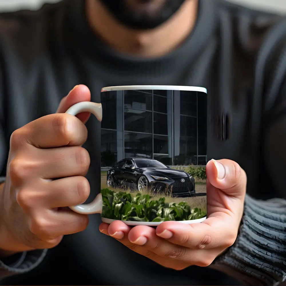 Black Lexus IS Parked Near Glass Building – Mugs