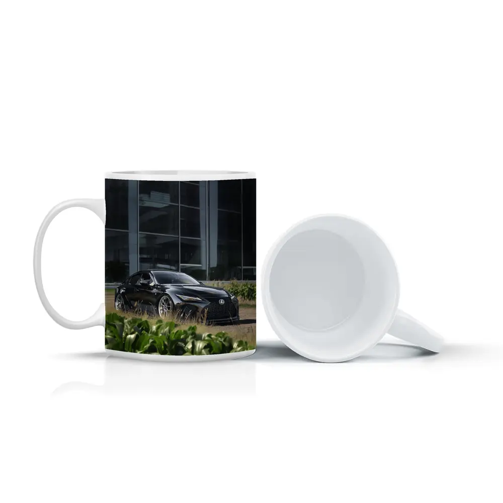 Black Lexus IS Parked Near Glass Building – Mugs