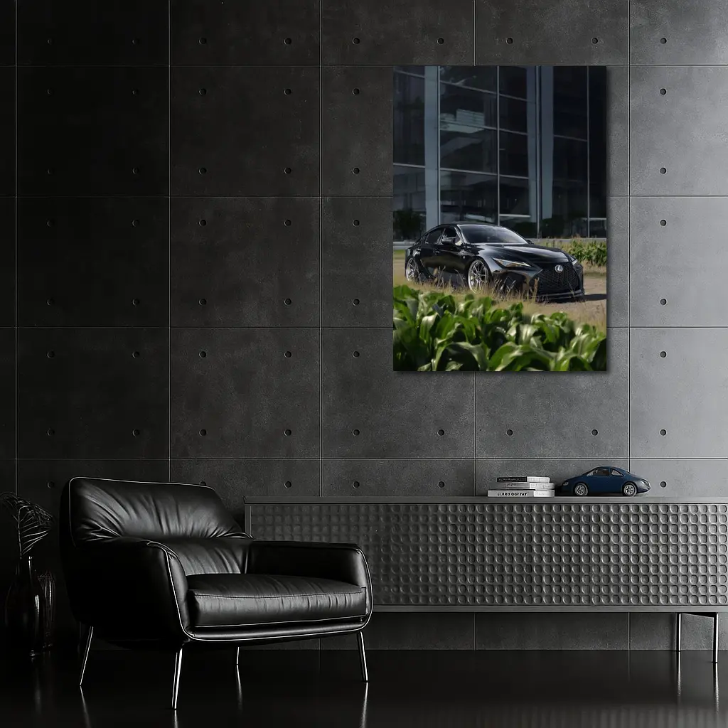 Black Lexus IS Parked Near Glass Building – Wall Art