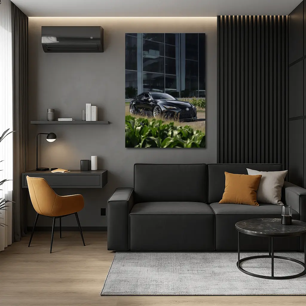 Black Lexus IS Parked Near Glass Building – Wall Art
