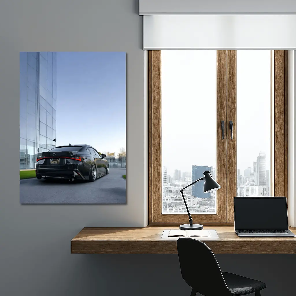 Lexus IS Blacked Out Glass Building Street – Wall Art