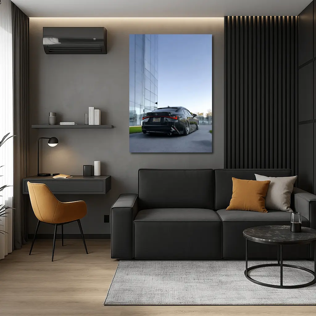 Lexus IS Blacked Out Glass Building Street – Wall Art