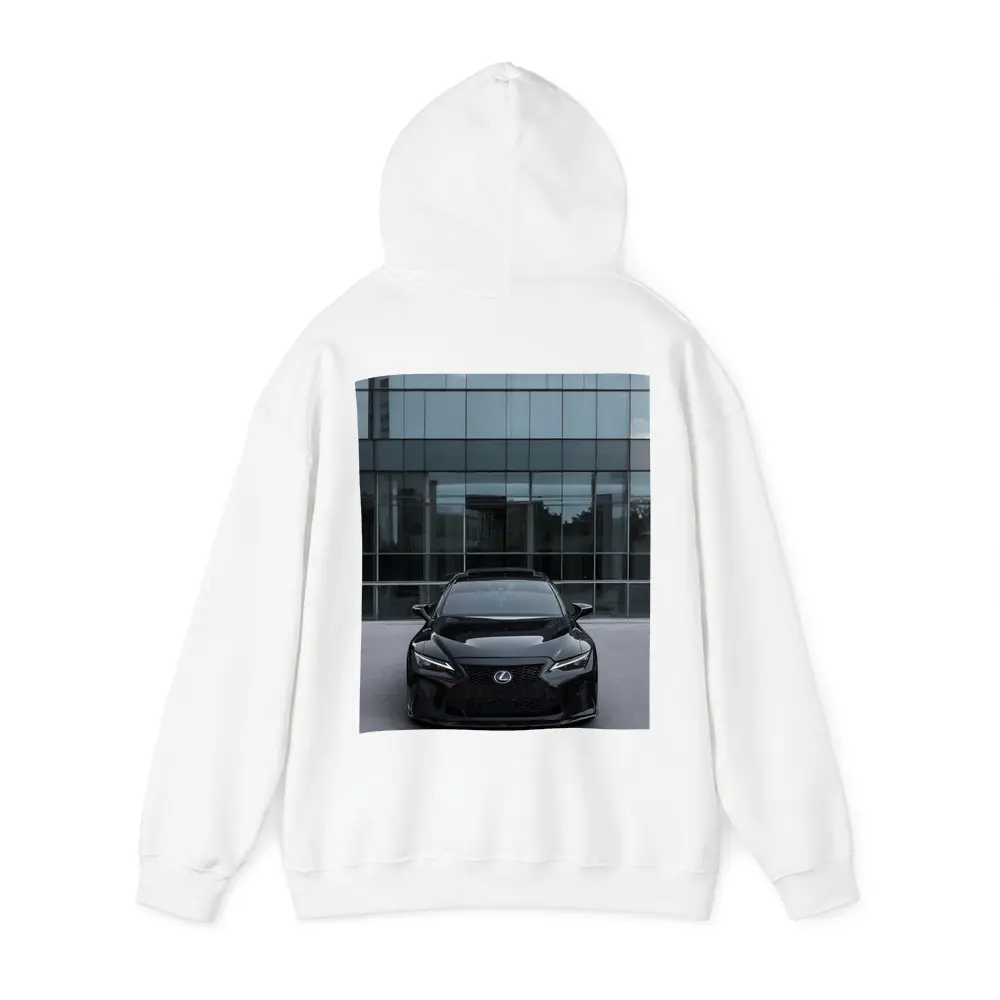 Lexus RC Black Front View Glass Building – Hoodies
