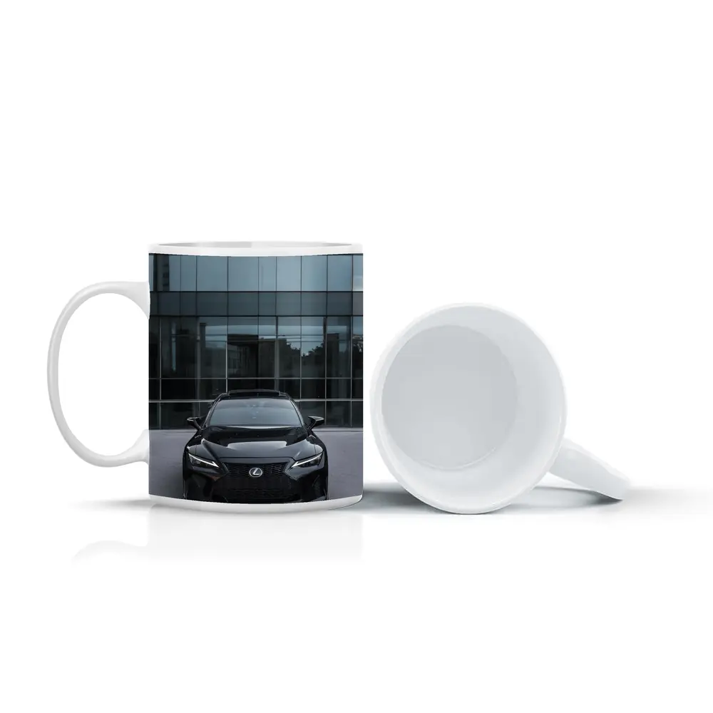 Lexus RC Black Front View Glass Building – Mugs