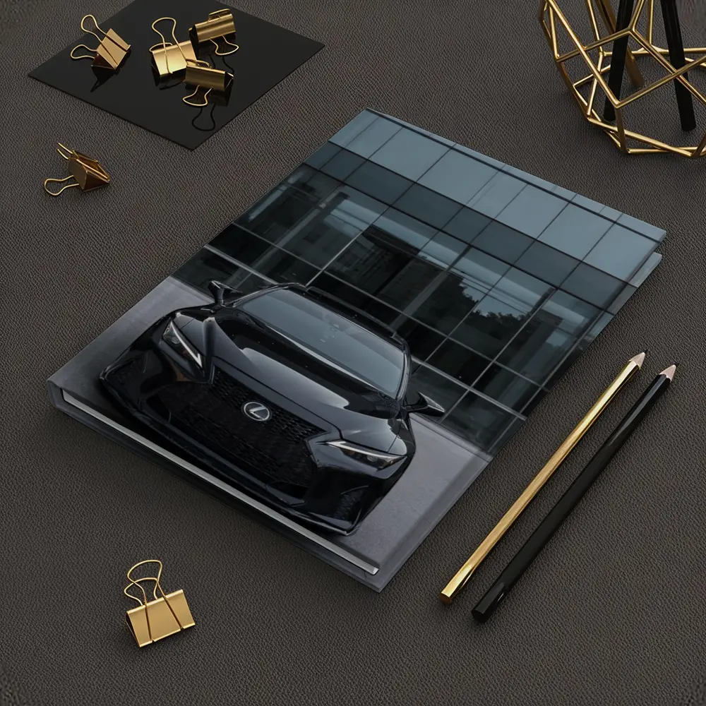 Lexus RC Black Front View Glass Building – Notebooks