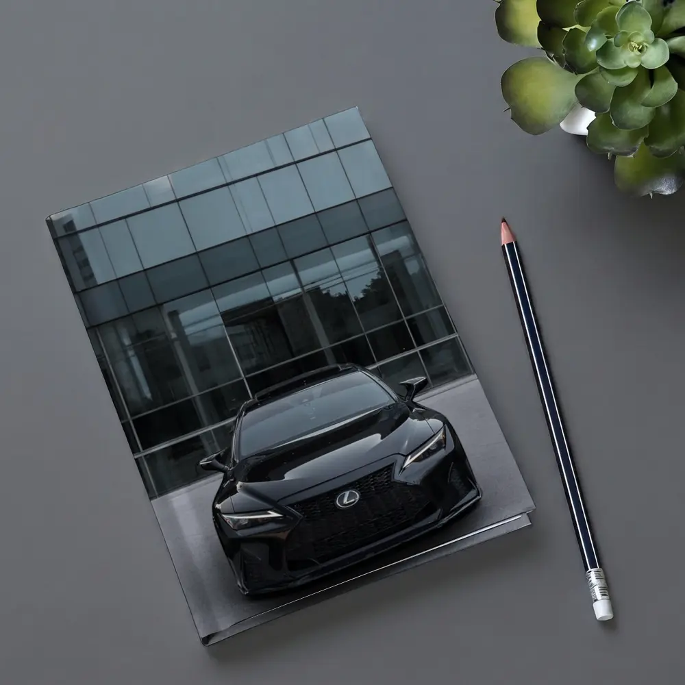 Lexus RC Black Front View Glass Building – Notebooks