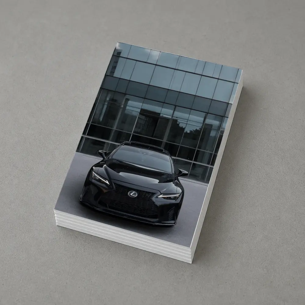 Lexus RC Black Front View Glass Building – Postcards