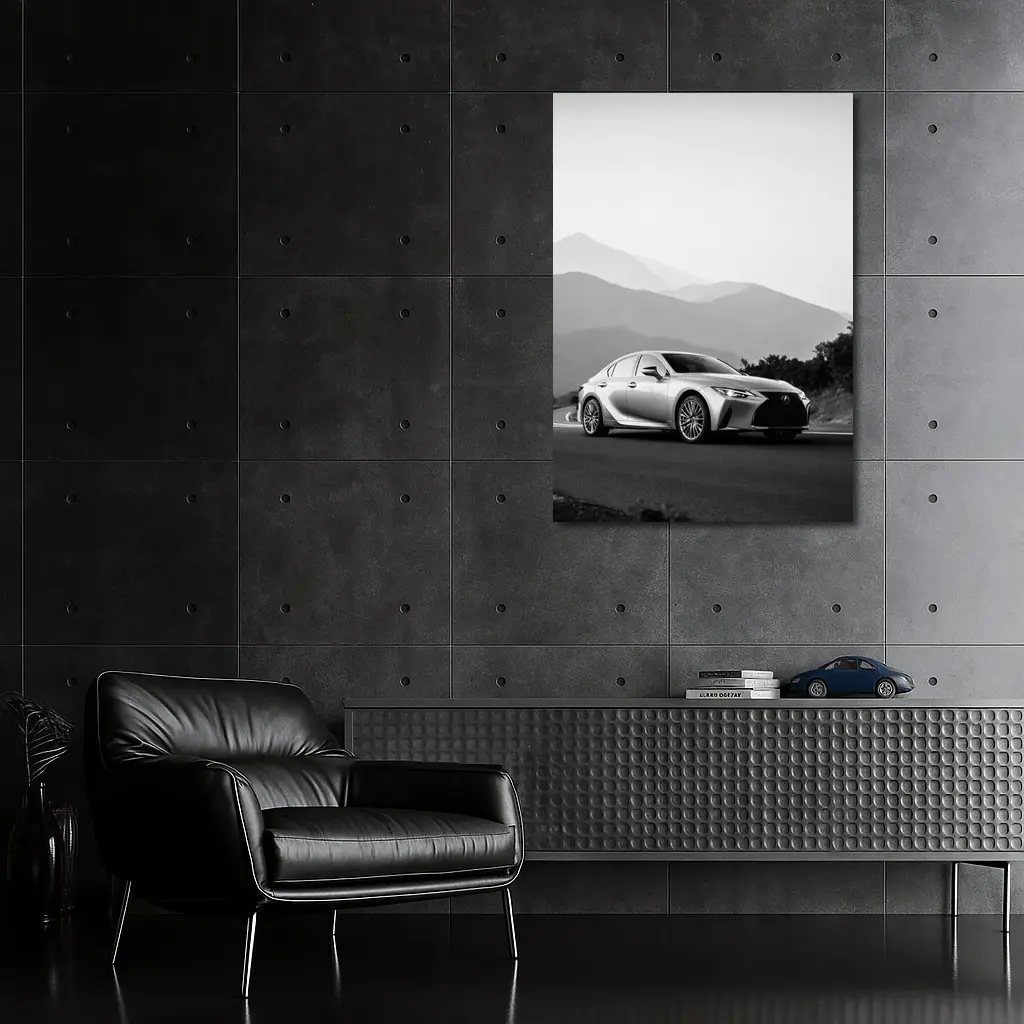 Lexus IS Silver Sedan Mountain Road – Wall Art