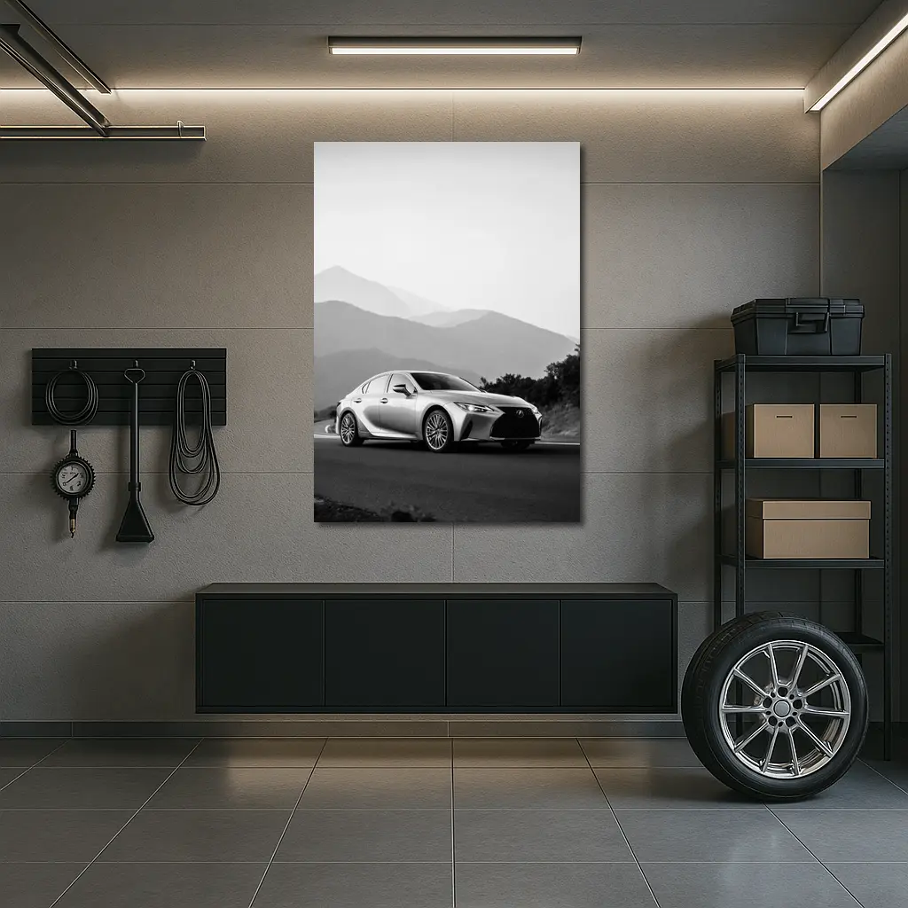 Lexus IS Silver Sedan Mountain Road – Wall Art