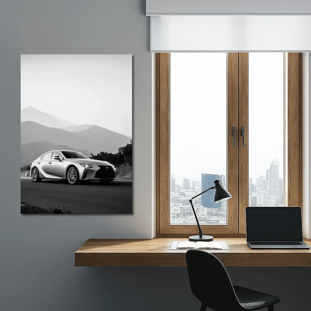 Lexus IS Silver Sedan Mountain Road – Wall Art