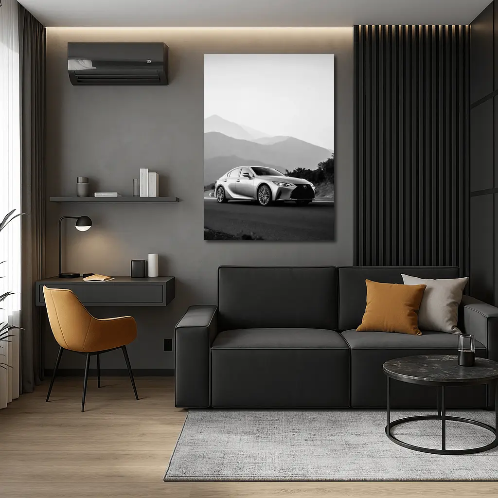 Lexus IS Silver Sedan Mountain Road – Wall Art