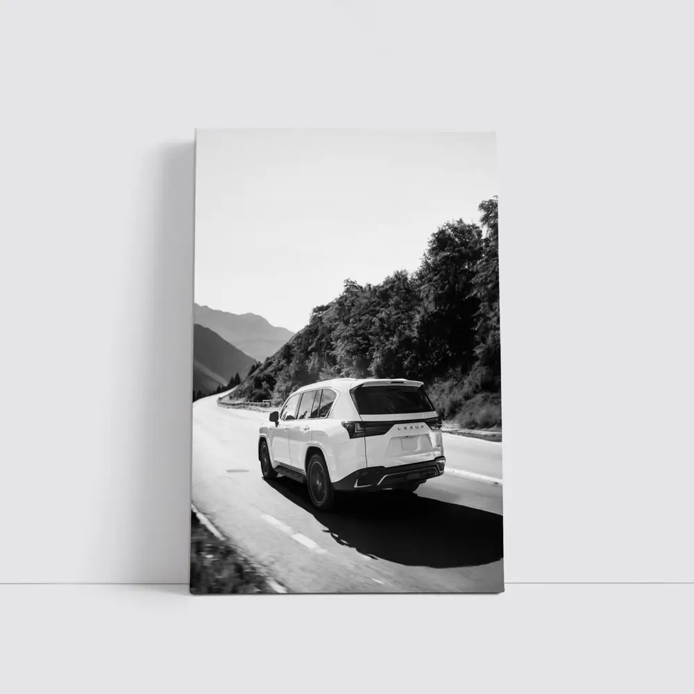 Lexus LX Mountain Road Black White – Wall Art