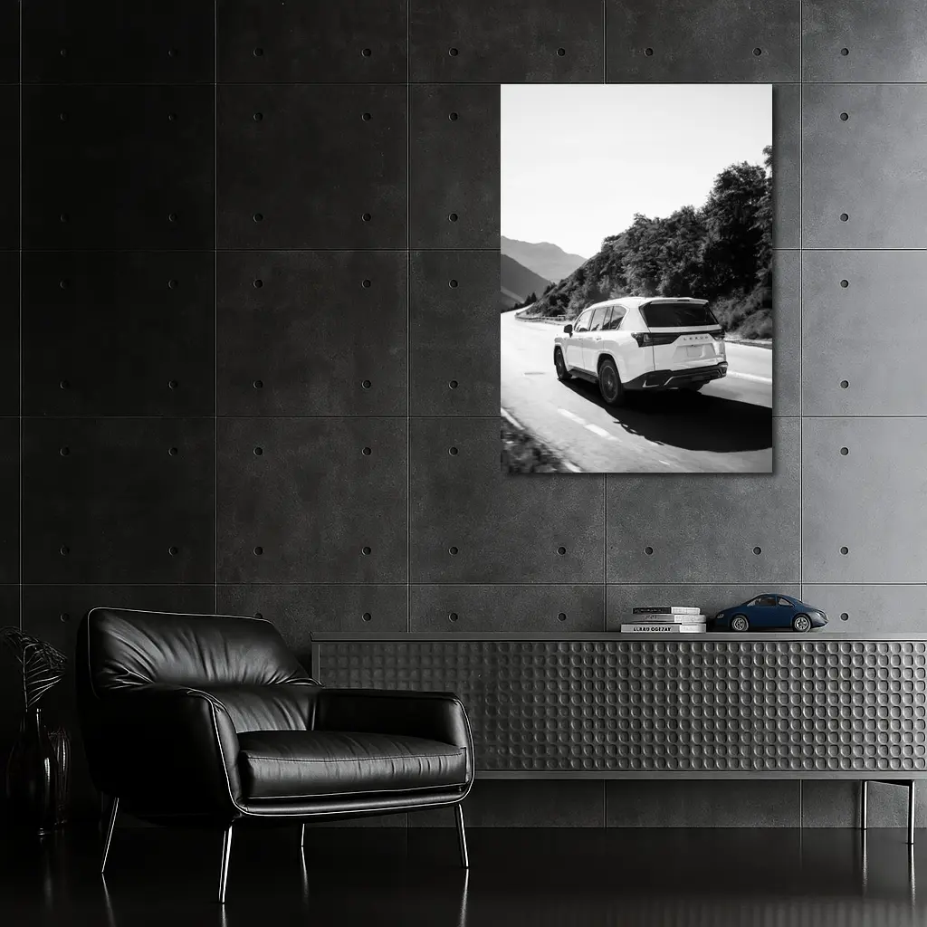 Lexus LX Mountain Road Black White – Wall Art