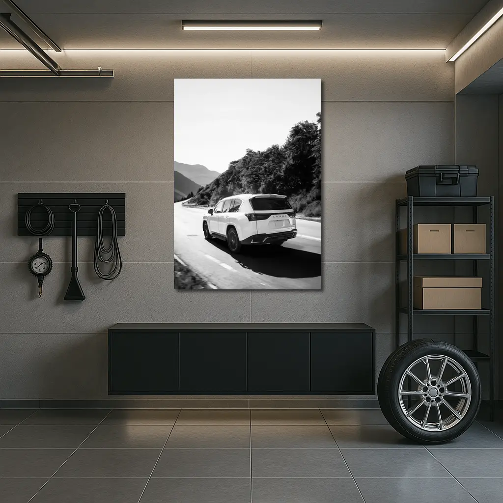 Lexus LX Mountain Road Black White – Wall Art