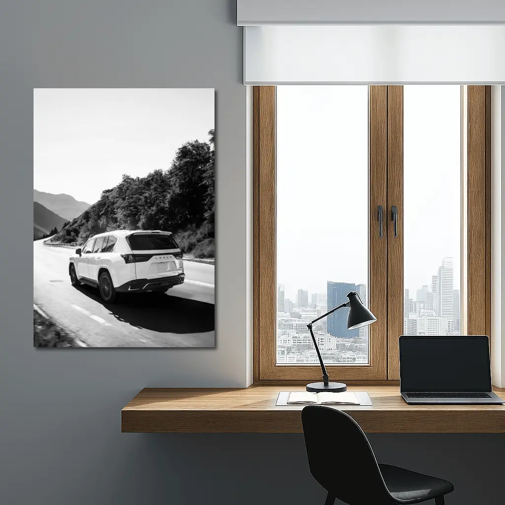 Lexus LX Mountain Road Black White – Wall Art
