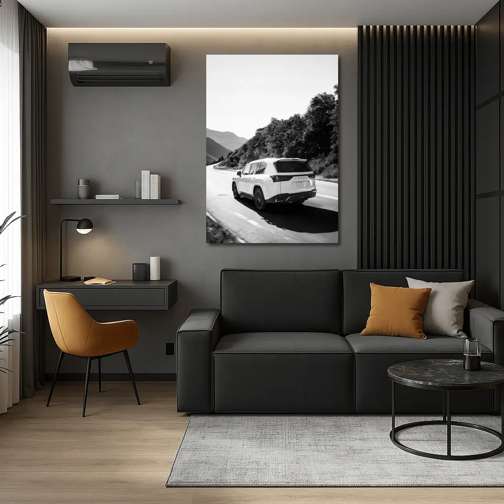 Lexus LX Mountain Road Black White – Wall Art