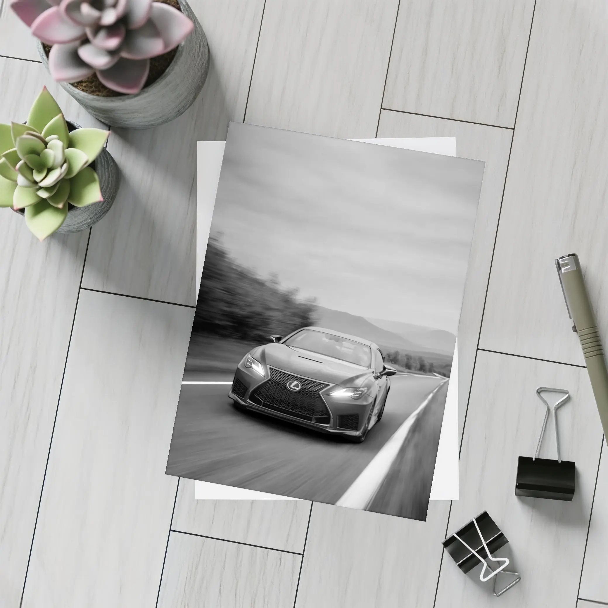 Lexus RC Black White Road Speed Shot – Postcards