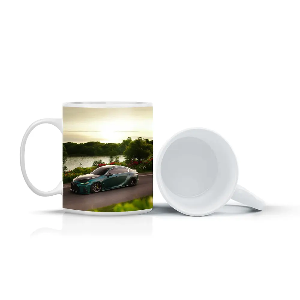 Lexus IS Slammed Green Sedan Lakeside Setting – Mugs