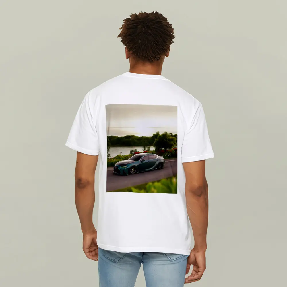 Lexus IS Slammed Green Sedan Lakeside Setting – T-Shirts