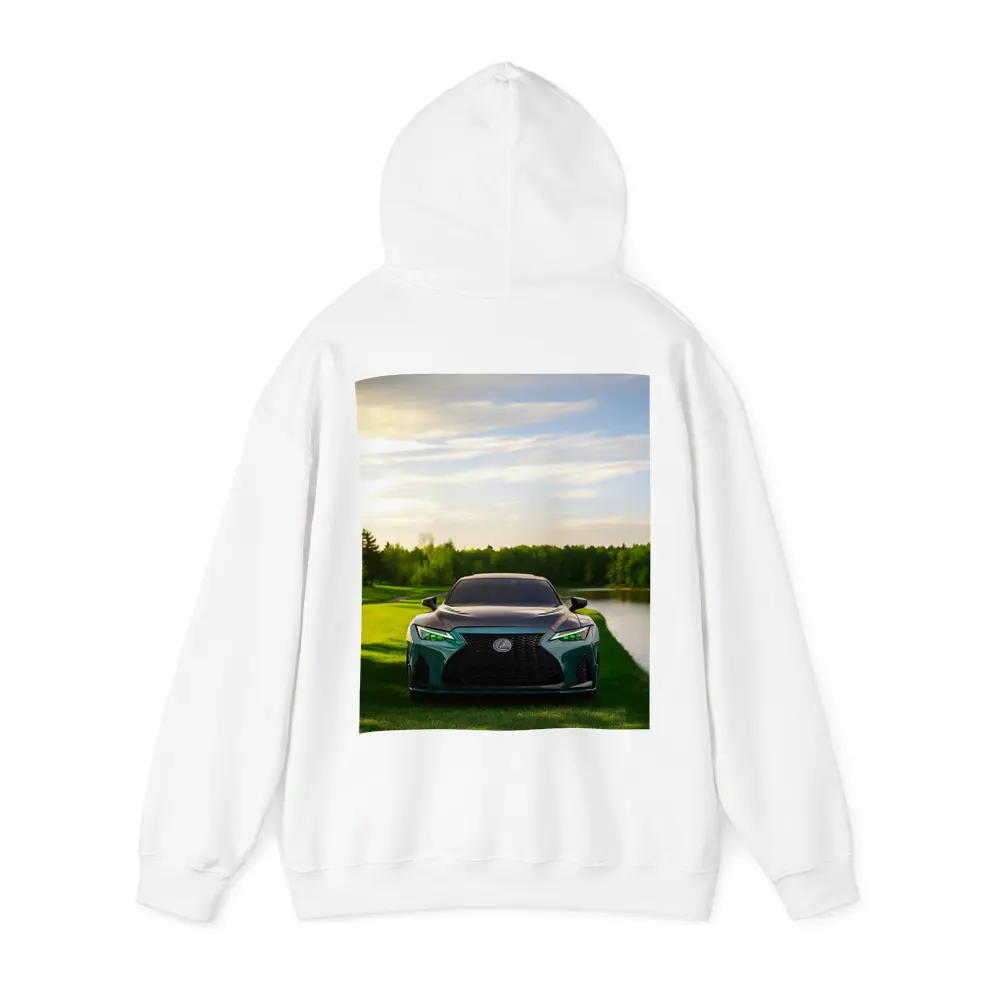Lexus IS Green Front View Nature Setting – Hoodies