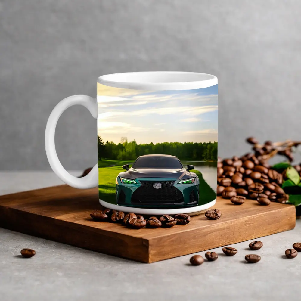 Lexus IS Green Front View Nature Setting – Mugs