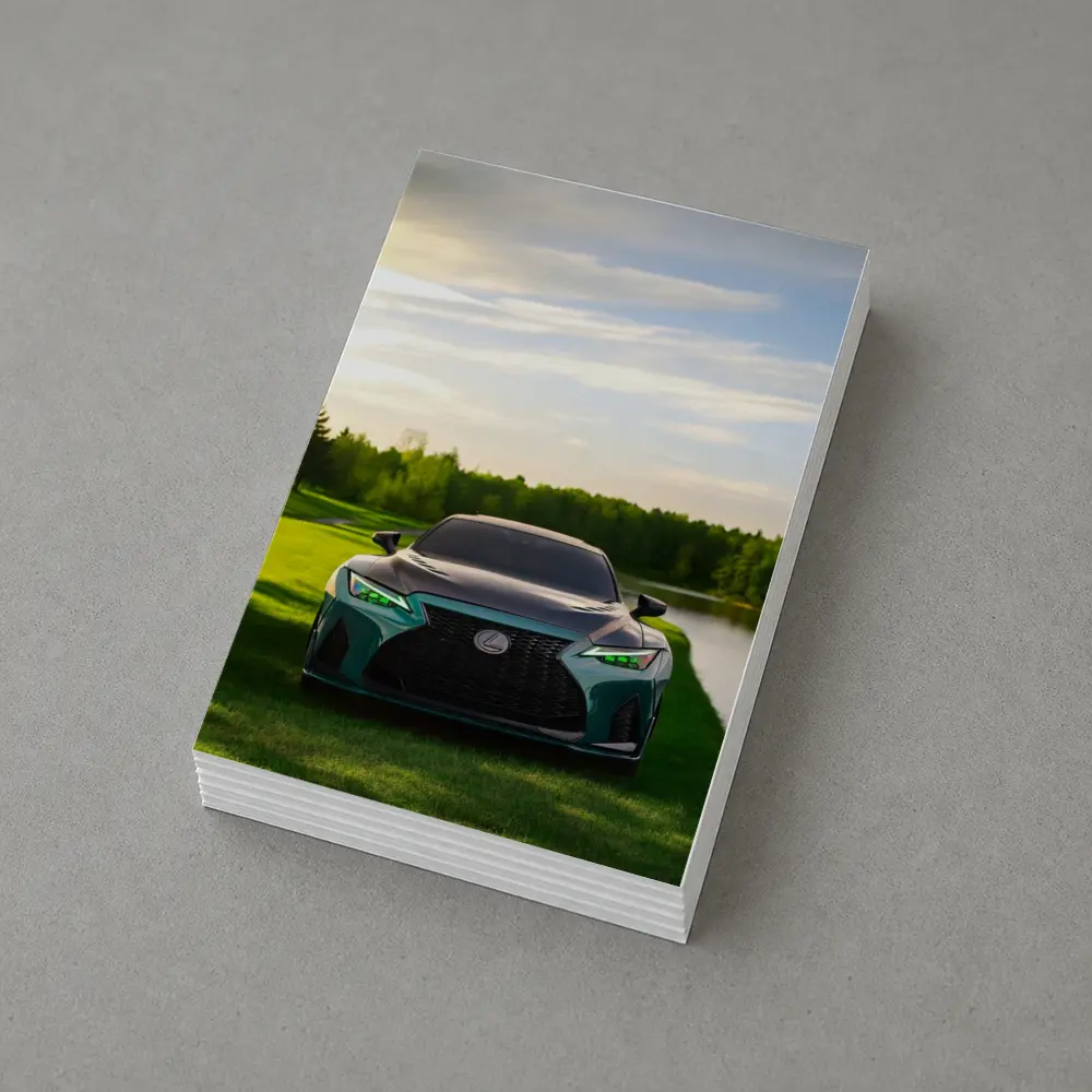 Lexus IS Green Front View Nature Setting – Postcards