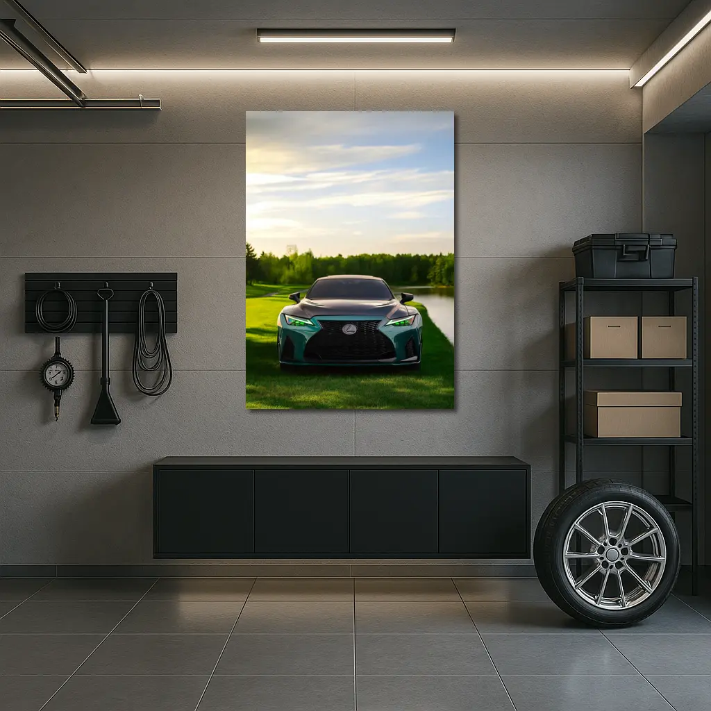 Lexus IS Green Front View Nature Setting – Wall Art