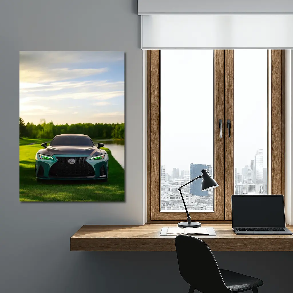 Lexus IS Green Front View Nature Setting – Wall Art