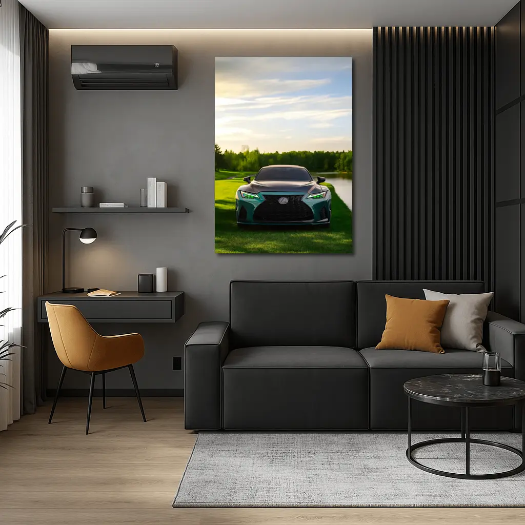 Lexus IS Green Front View Nature Setting – Wall Art
