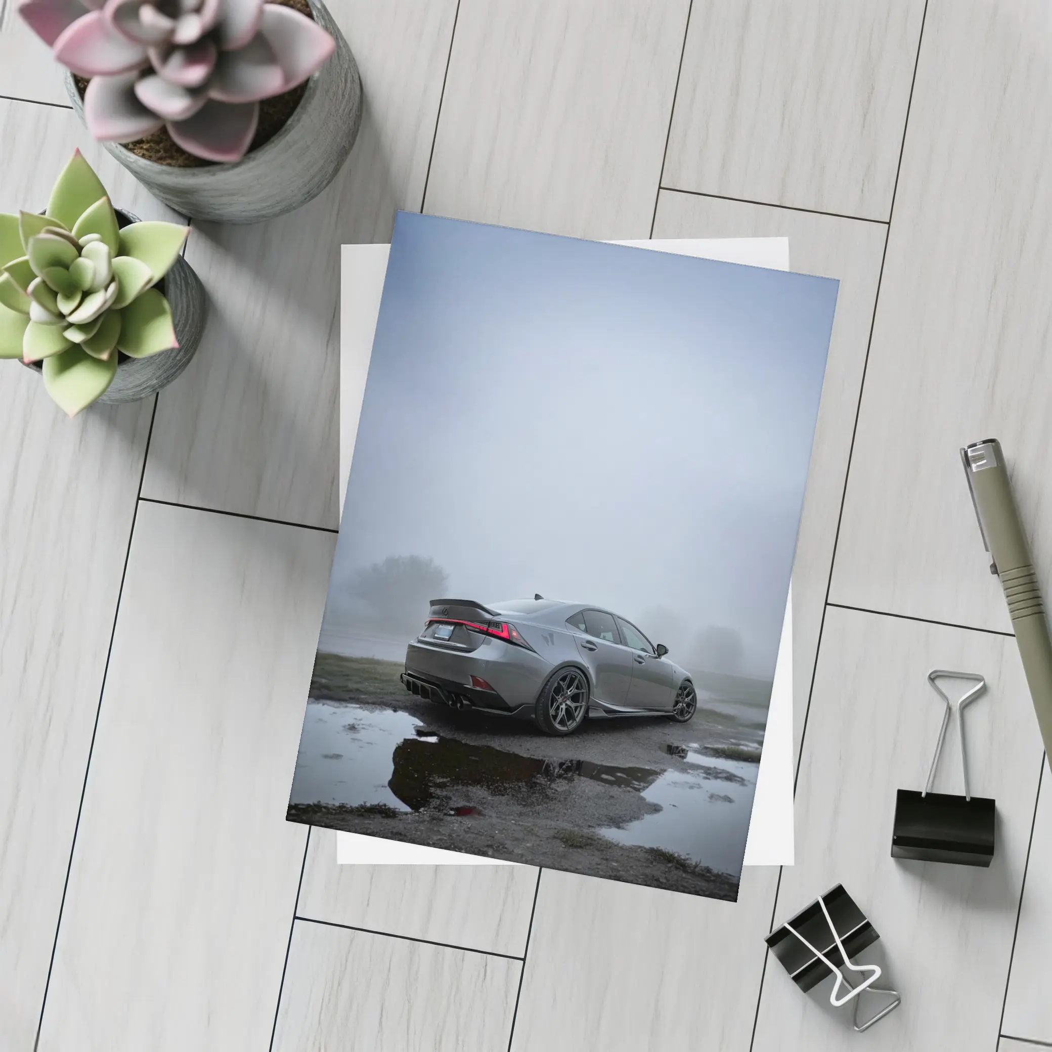 Lexus IS Sedan Foggy Moody Gray Day – Postcards