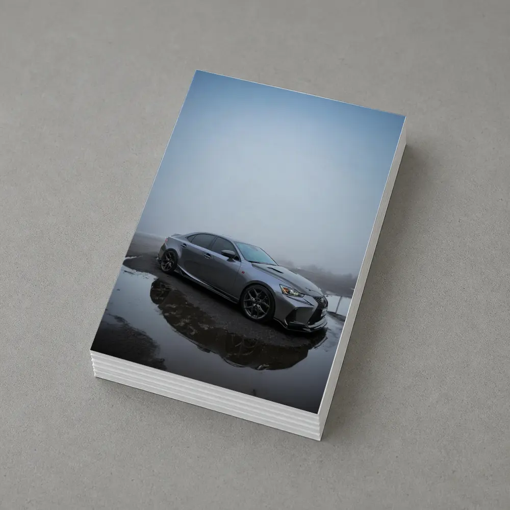 Lexus IS Sedan Foggy Wet Pavement – Postcards