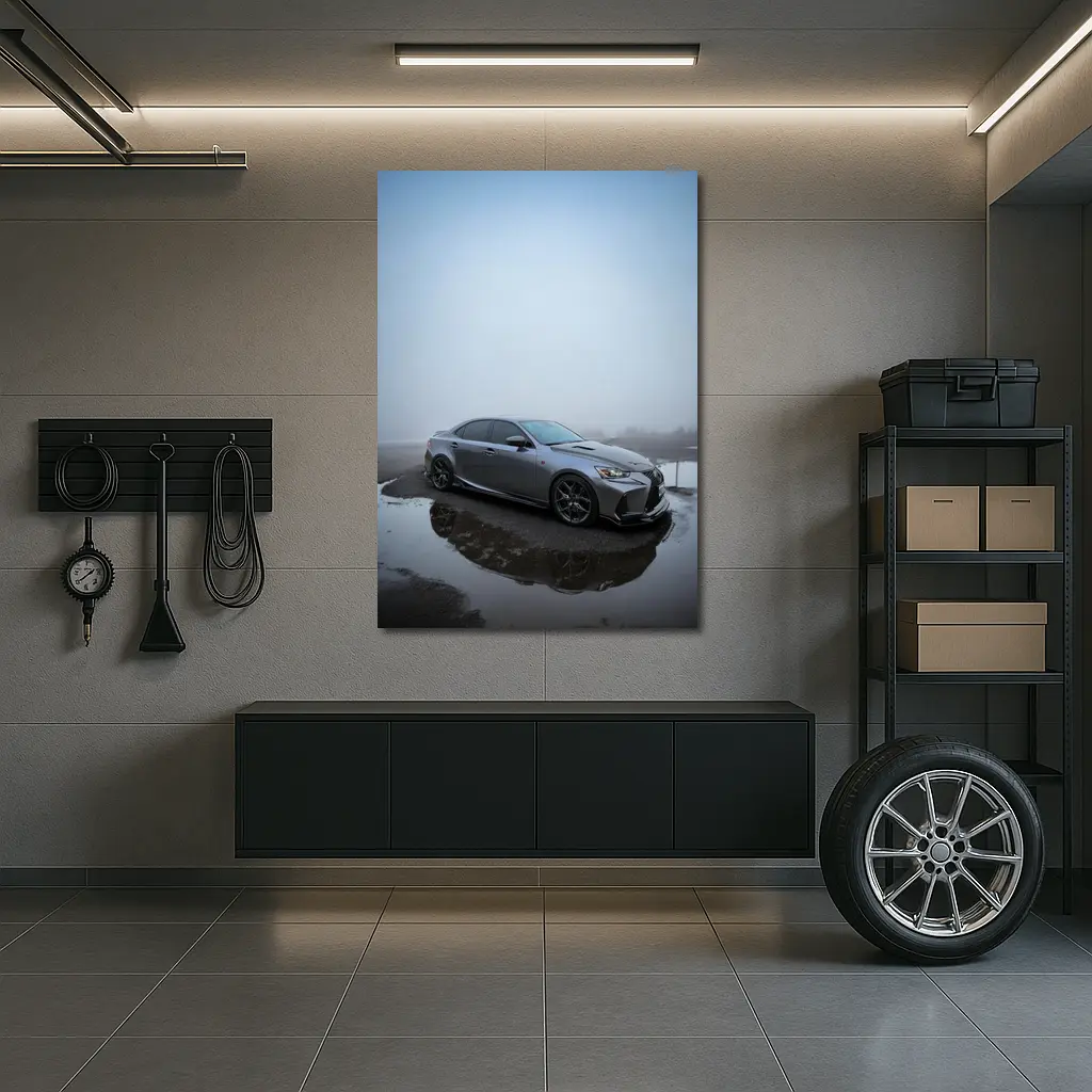 Lexus IS Sedan Foggy Wet Pavement – Wall Art