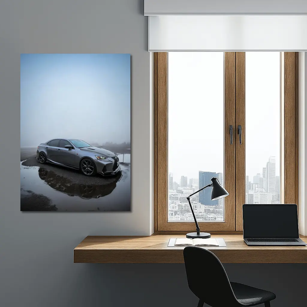 Lexus IS Sedan Foggy Wet Pavement – Wall Art