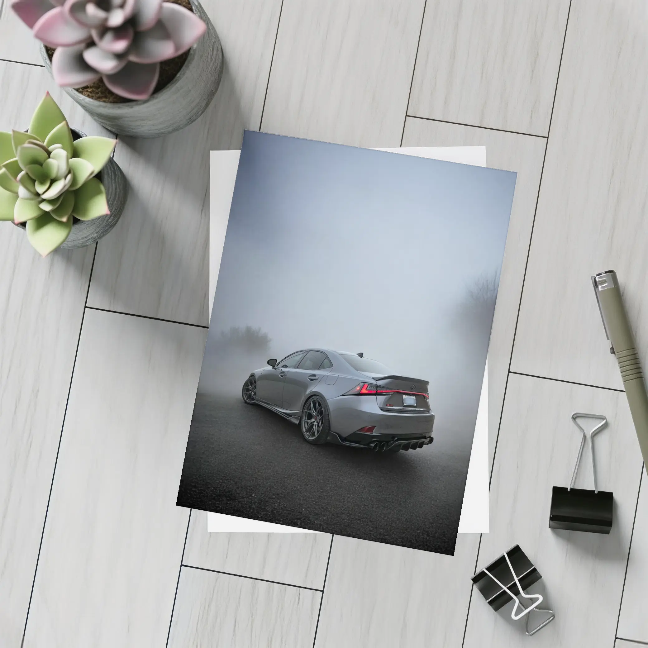 Lexus IS Sedan Gray Fog Moody Scene – Postcards