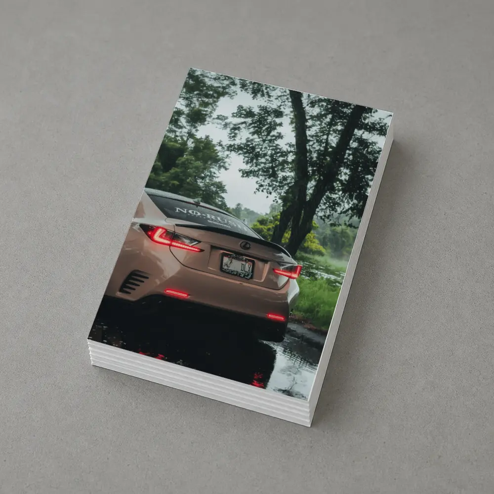 Lexus RC Rear View Rainy Forest – Postcards