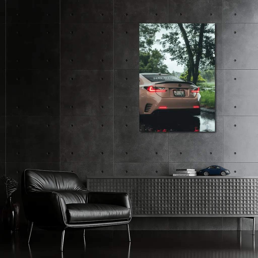 Lexus RC Rear View Rainy Forest – Wall Art