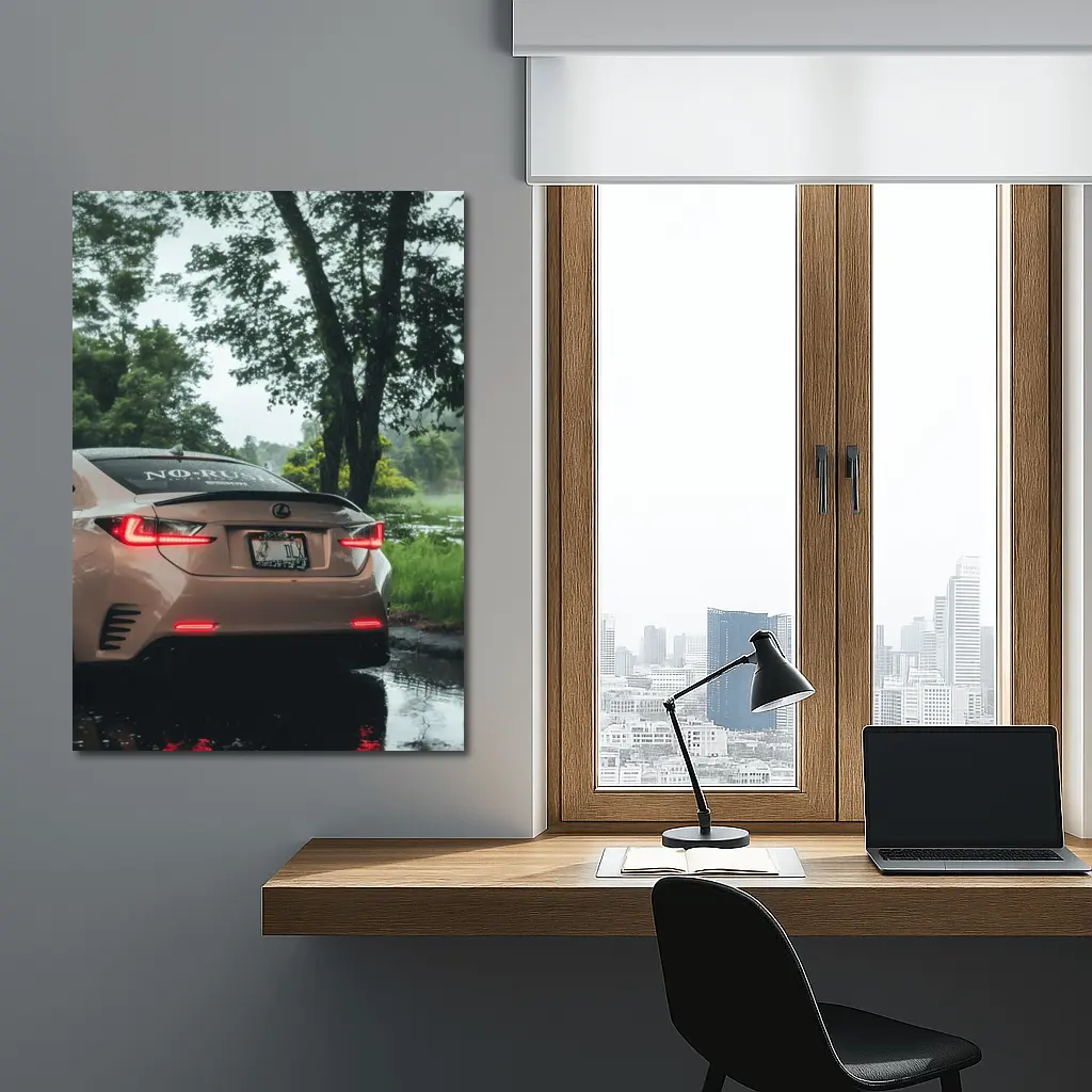 Lexus RC Rear View Rainy Forest – Wall Art