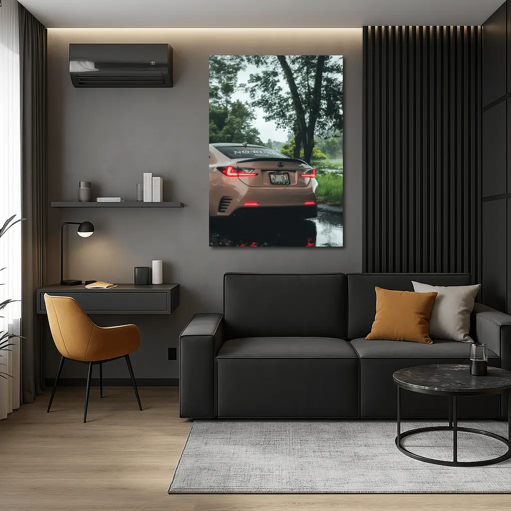 Lexus RC Rear View Rainy Forest – Wall Art
