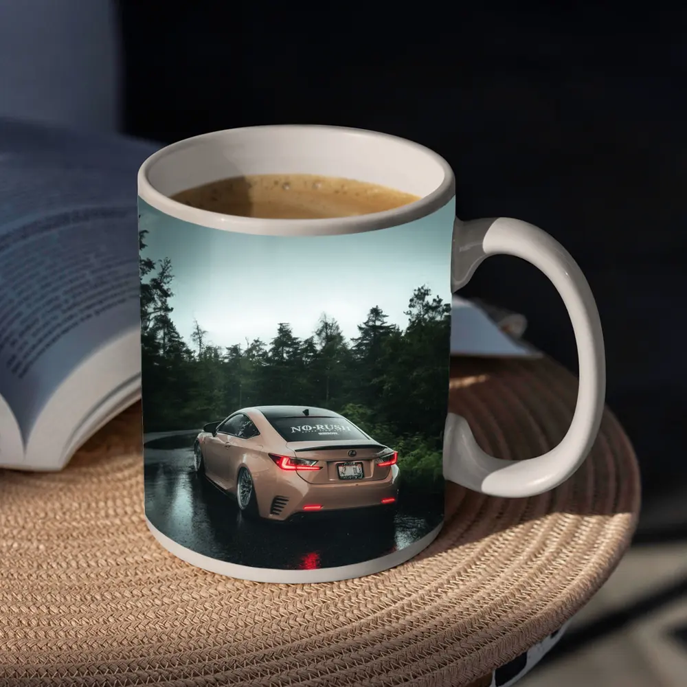 Lexus RC Rainy Forest Road Rear View – Mugs