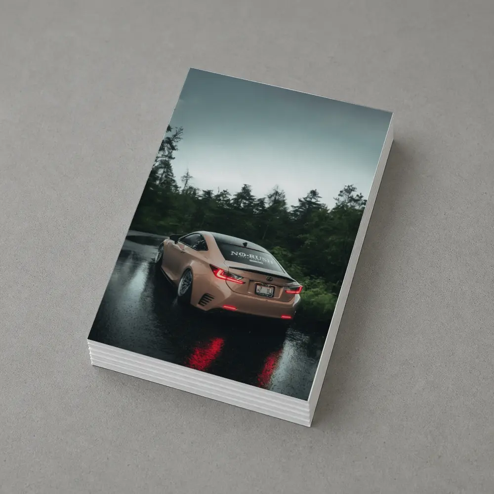 Lexus RC Rainy Forest Road Rear View – Postcards