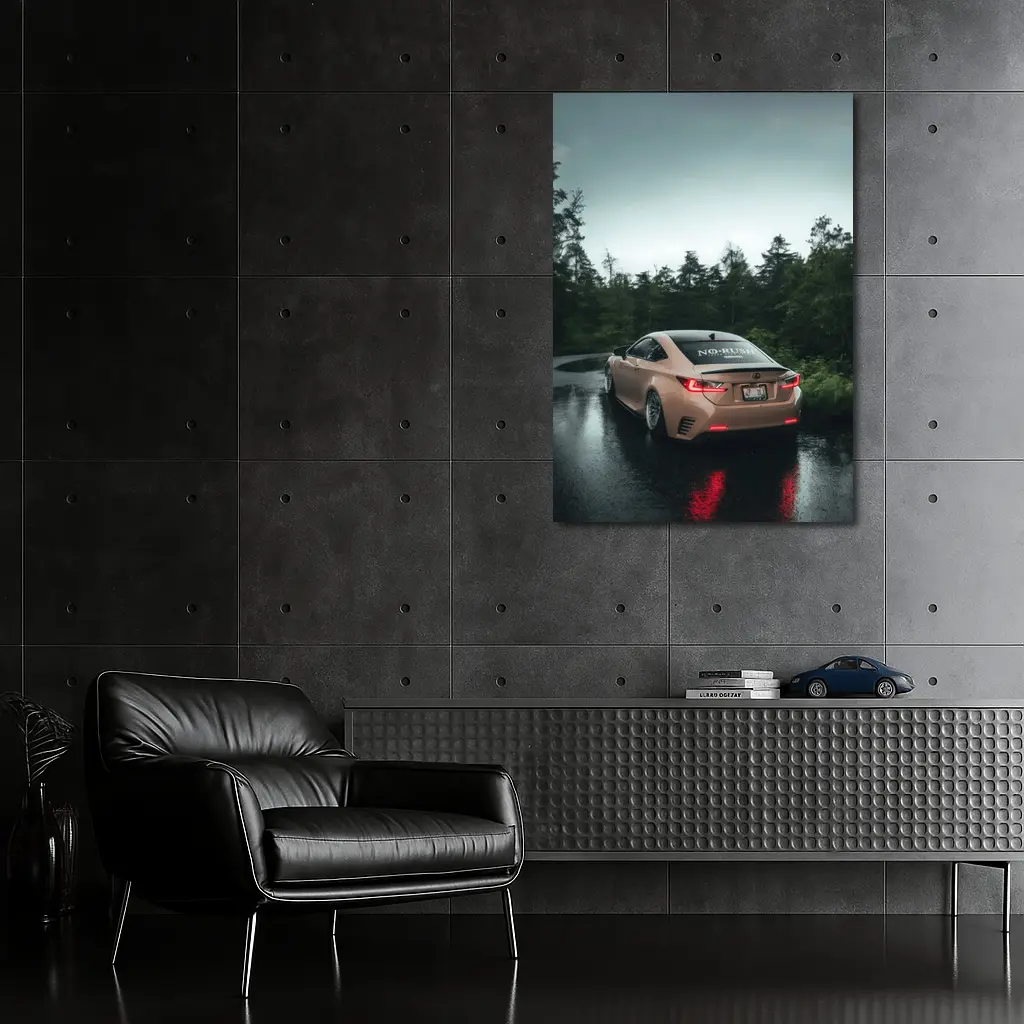 Lexus RC Rainy Forest Road Rear View – Wall Art